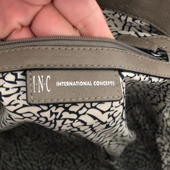 INC Hazel Studded Satchel Faux Leather Gray/Brown - Picture 5 of 9